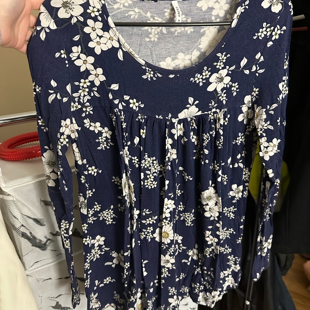 Navy Floral Women's Blouse